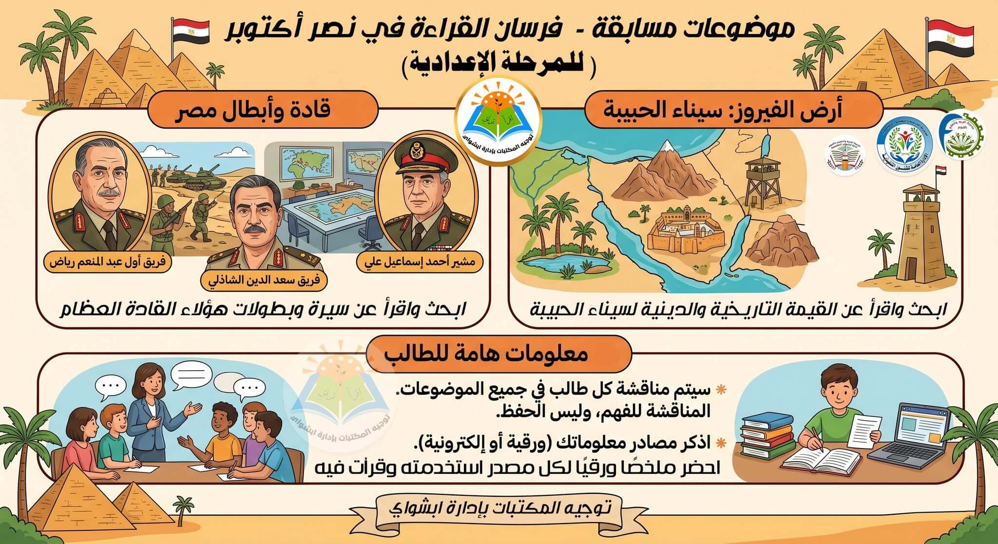 مسابقة فرسان القراءة - موضوعات طلاب المرحلة الاعدادية استعداداً للمشاركة